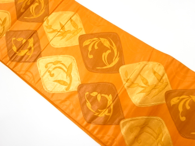 JAPANESE KIMONO / ANTIQUE FUKURO OBI / SILK / WOVEN RHOMBUS